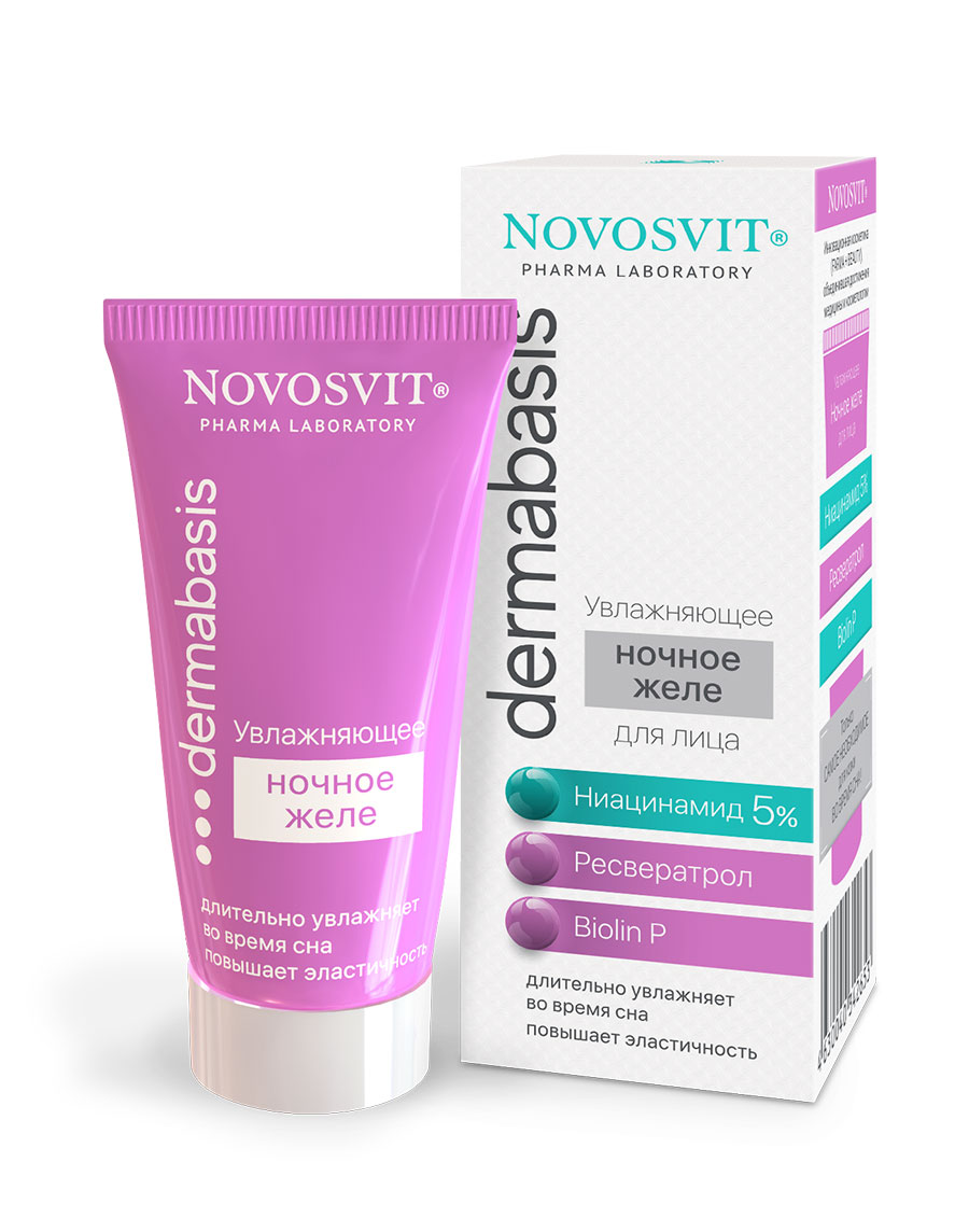 Facial Moisturising Night Jelly Niacinamide 5%, Resveratrol, Biolin P NOVOSVIT - narodkosmetika.com